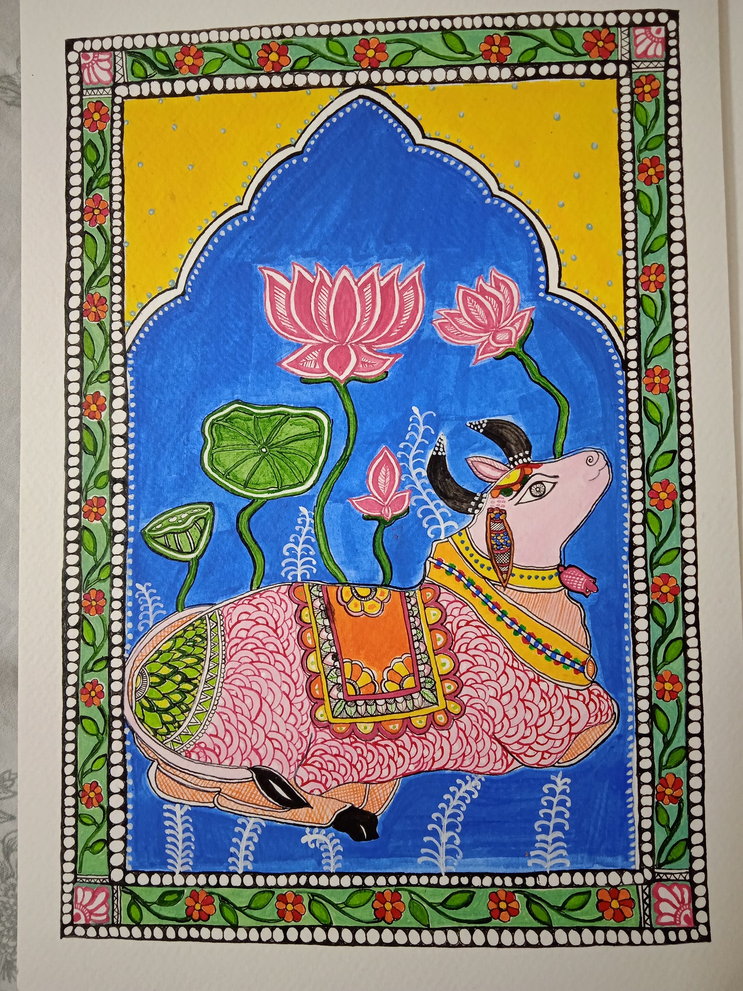 Mithila Painting of Cow