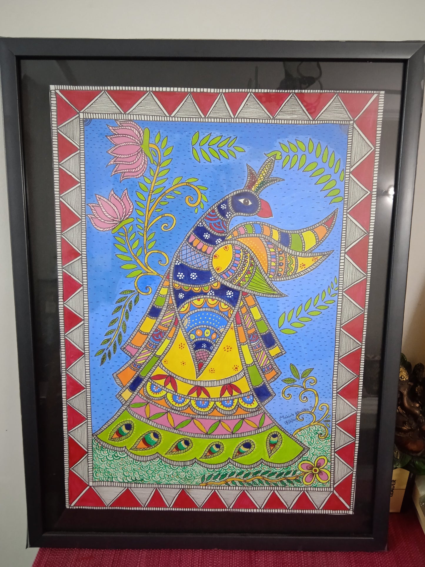 Mithila Painting of Peacock